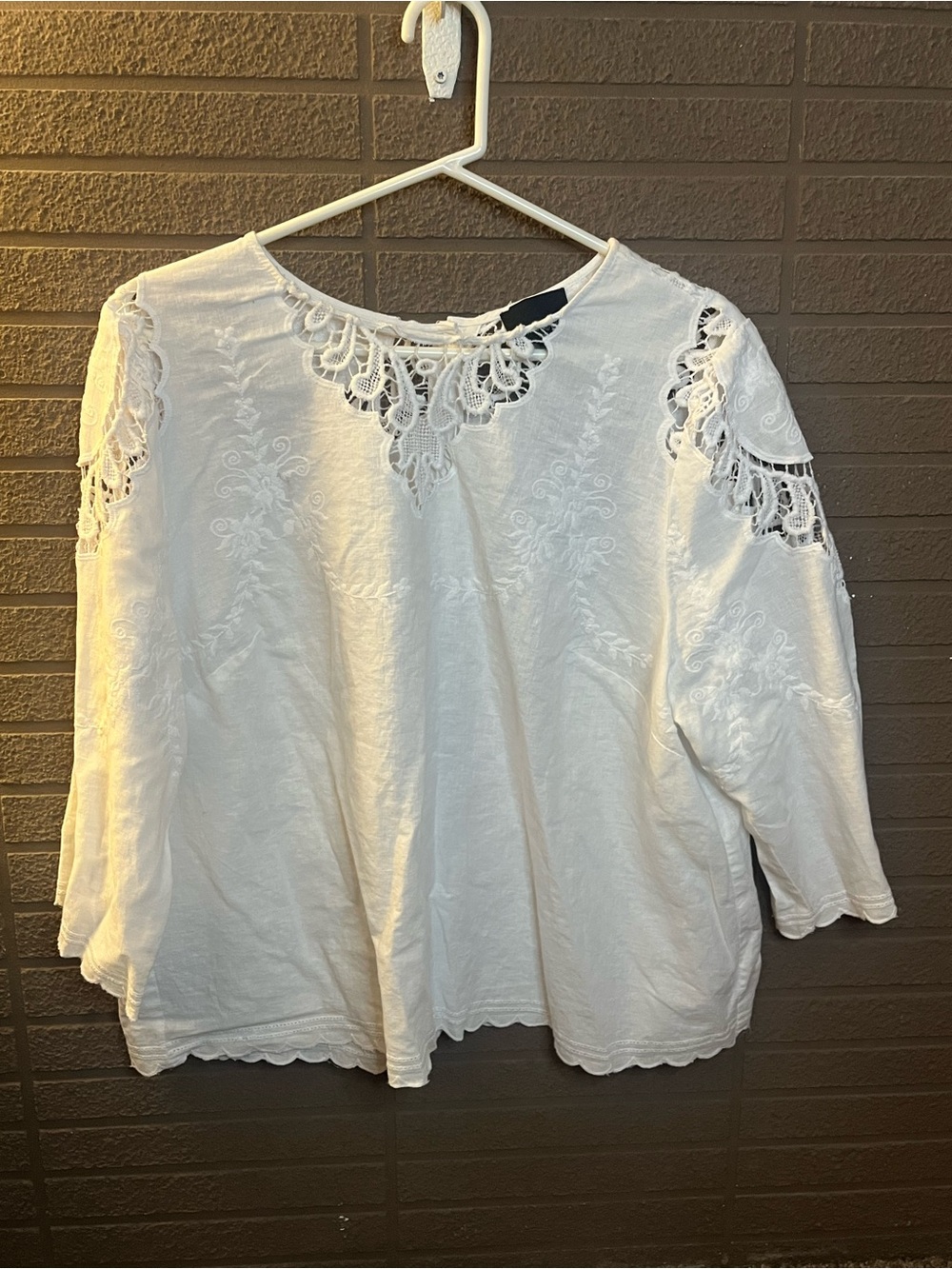 Cynthia Rowley White Eyelet Lace Blouse
